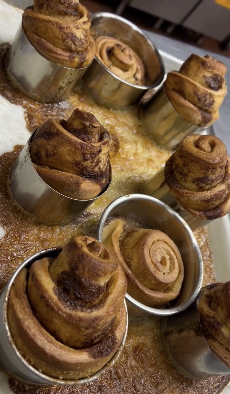 Fresh cinnamon rolls baking